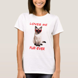 Camiseta Gafas de sol con forma de corazón rojo gato siamés
