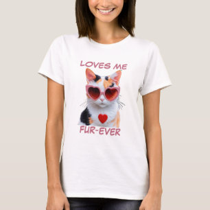 Camiseta Gafas de sol con forma de corazón rosado de gato d