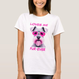 Camiseta Gafas de sol con forma de corazón rosado Schnauzer
