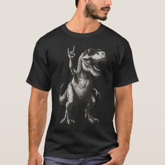 Camiseta Gafas de sol con signo de rock de dinosaurio genia