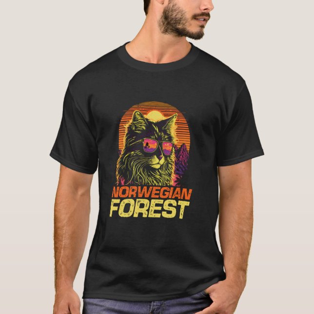 Camiseta Gafas de sol Cool Retro Sunset Norwegian Forest Ca (Anverso)