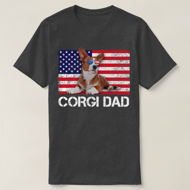 Camiseta Gafas de sol Corgi Dad Flag American Dog Lover  (Diseño del anverso)