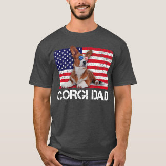 Camiseta Gafas de sol Corgi Dad Flag American Dog Lover