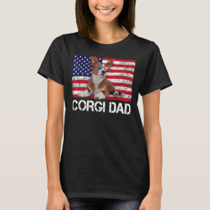 Camiseta Gafas de sol Corgi Dad Flag American Usa Dog