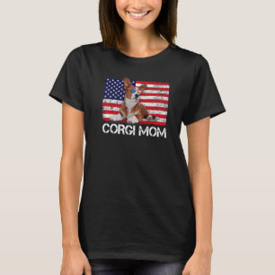 Camiseta Gafas de sol Corgi Mamá Bandera Americana Usa Perr