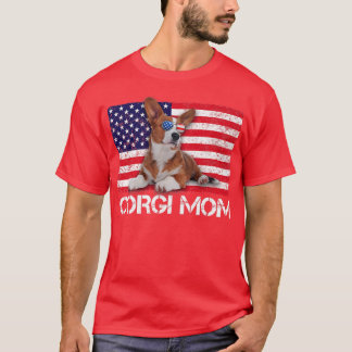 Camiseta Gafas de sol Corgi Mom Flag American Dog Lover 