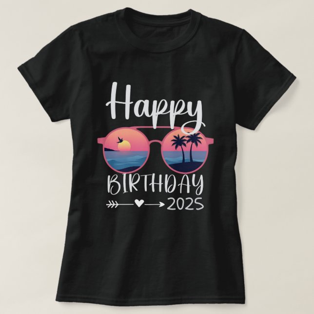 Camiseta Gafas de sol cruzadas de cumpleaños para familias (Diseño del anverso)