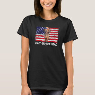 Camiseta Gafas de sol Dachshund Dad Flag American Usa Dog