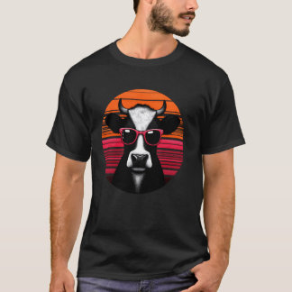 Camiseta Gafas de sol de animal de puesta del sol retro vin
