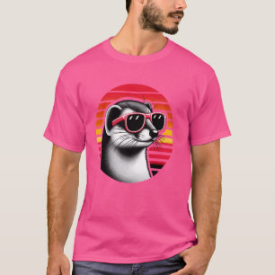 Camiseta Gafas de sol de animales mongosos retro vintage 70