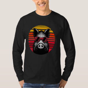 Camiseta Gafas de sol de animales salvajes retro de jabalí