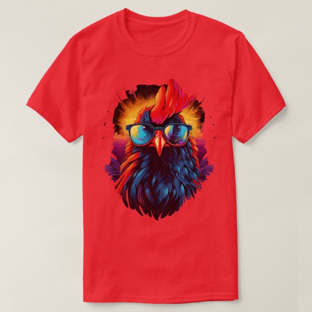 Camiseta Gafas de sol de arte Regalos de pollo divertidos 1 (Diseño del anverso)