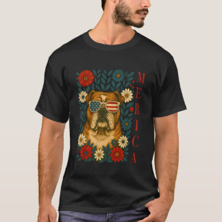 Camiseta Gafas de sol de bandera de EE. UU. Bulldog Patriót