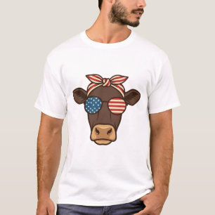 Camiseta Gafas de sol de cabeza de vaca patrióticas diseño