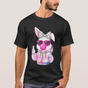 Camiseta Gafas de sol de cara de conejito Tie Dye Día de Pa