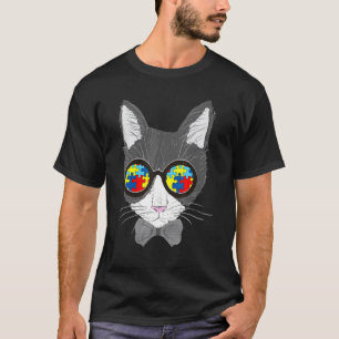 Camiseta Gafas de sol de cara de gato con pieza de rompecab