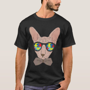 Camiseta Gafas de sol de cara de gato Romper el autismo Con