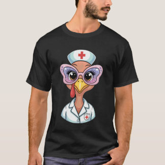 Camiseta Gafas de sol de cara de pavo de enfermera linda ma