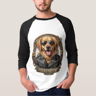 Camiseta Gafas de sol de chaqueta de cuero de perro genial 