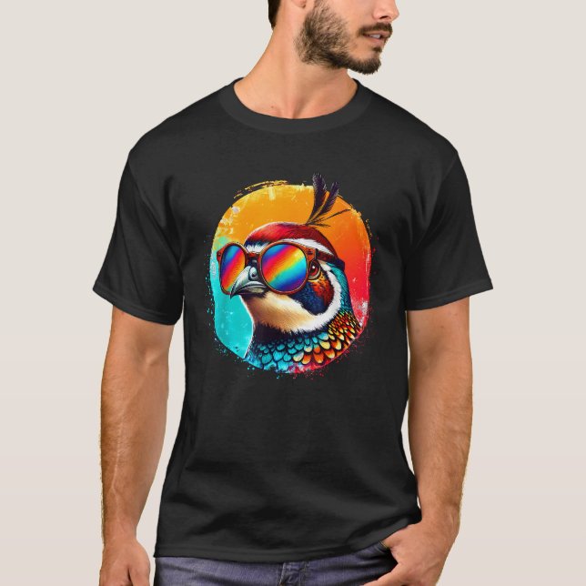 Camiseta Gafas de sol de codorniz Cool Tie Dye Ilustración  (Anverso)