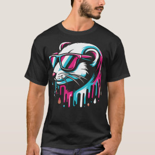 Camiseta Gafas de sol de comadreja colorida Arte Cool
