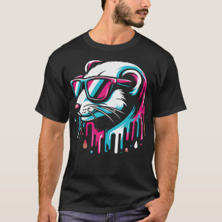 Camiseta Gafas de sol de comadreja colorida Arte Cool