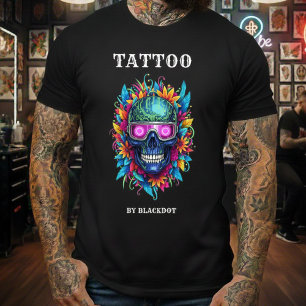 Camiseta Gafas de sol de cráneo de tatuador Estudio de tatu