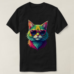 Camiseta Gafas de sol de Día de San Valentín lindo Gato Gat