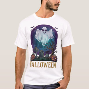 Camiseta Gafas de sol de fantasma de Halloween Luna púrpura