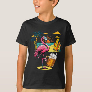Camiseta Gafas de sol de flamenco bebiendo cerveza en la pl