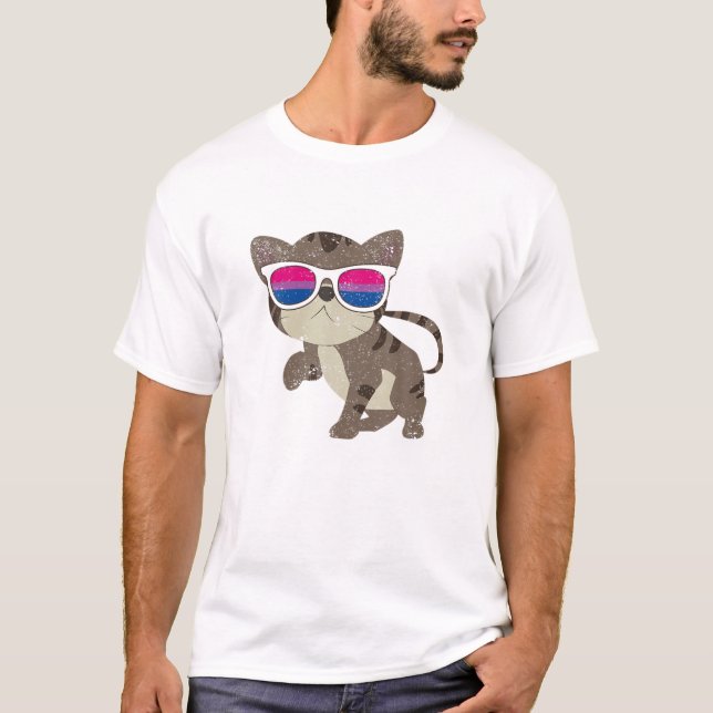 Camiseta Gafas de sol de gafas LGBT Bandera de bisexuales M (Anverso)