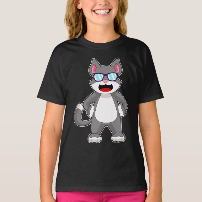 Camiseta Gafas de sol de gato (Anverso)