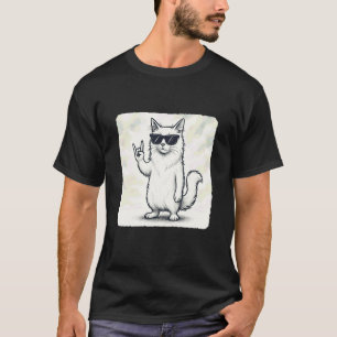 Camiseta Gafas de sol de gato Angora turco Música rock dive
