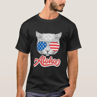 Camiseta Gafas de sol de gato bandera americana Gatito lind