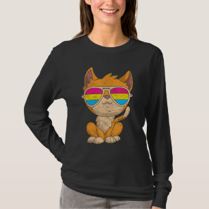 Camiseta Gafas de sol de gato Bandera de pansexualidad Lgbt