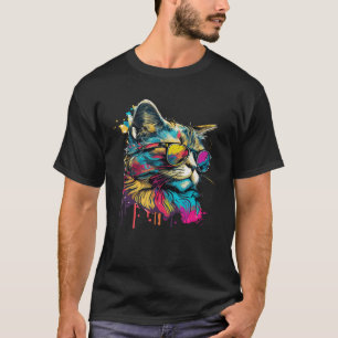 Camiseta Gafas de sol de gato coloridas gatito 1