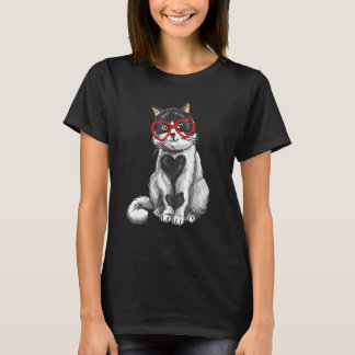 Camiseta Gafas de sol de gato Corazón Gatito lindo Gato S