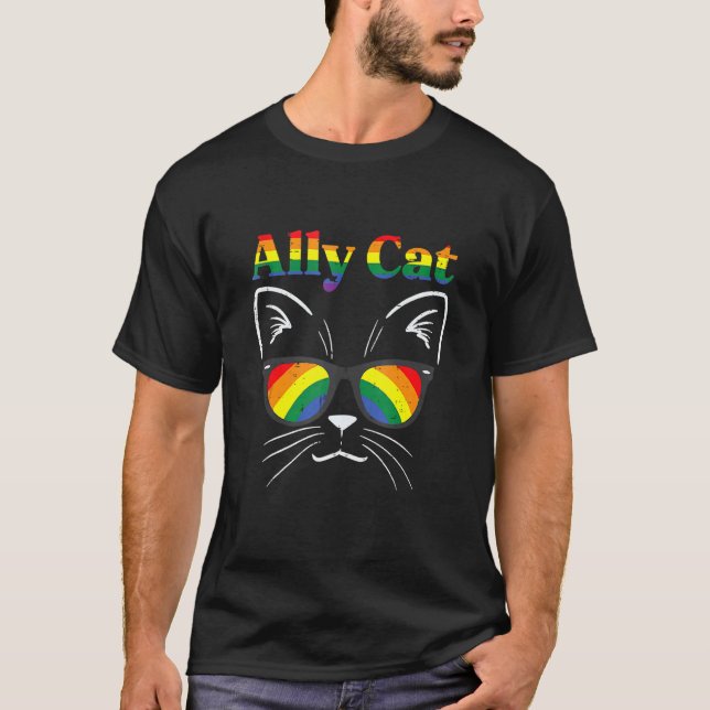 Camiseta Gafas De Sol De Gato De Ally Para Hombres Mujeres  (Anverso)