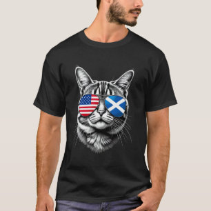 Camiseta Gafas de sol de gato diseño Escocia bandera de EE.