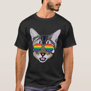 Camiseta Gafas de sol de gato divertida Bandera del orgullo