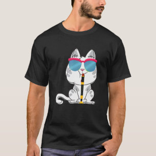Camiseta Gafas De Sol De Gato Jugando Clarinete Para Músico