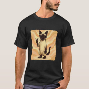 Camiseta Gafas de sol de gato siamés Rock Música Divertida