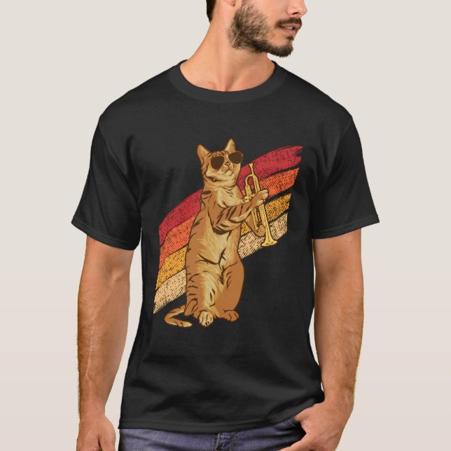 Camiseta Gafas de sol de gato tocando músicos de trombón (Anverso)