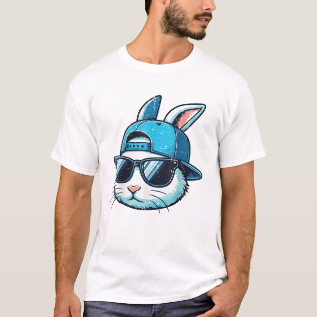 Camiseta Gafas de sol de gorra de béisbol de cara de conejo (Anverso)
