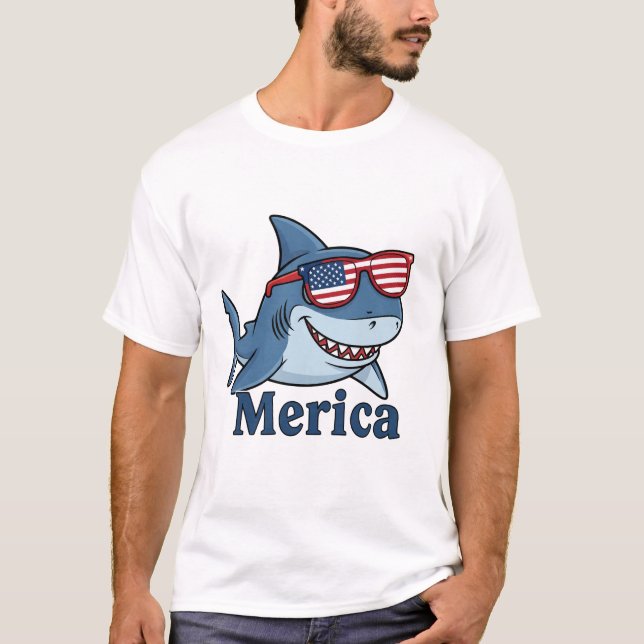 Camiseta Gafas de sol de Guay Shark USA - Día de la Indepen (Anverso)