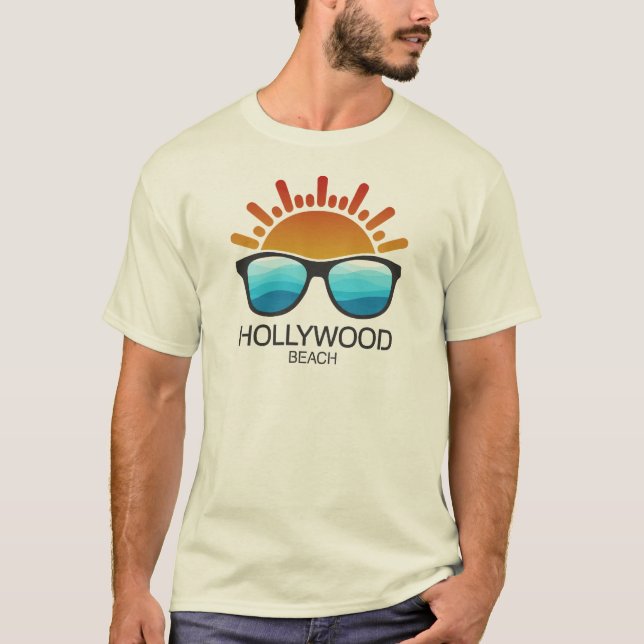 Camiseta Gafas de sol de Hollywood Beach Florida (Anverso)