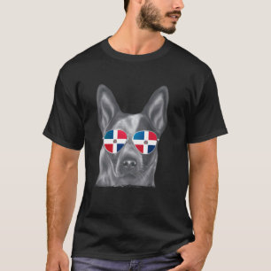 Camiseta Gafas de sol de la bandera dominicana del perro bo