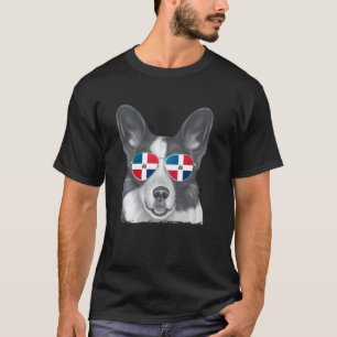 Camiseta Gafas de sol de la bandera dominicana del perro Co