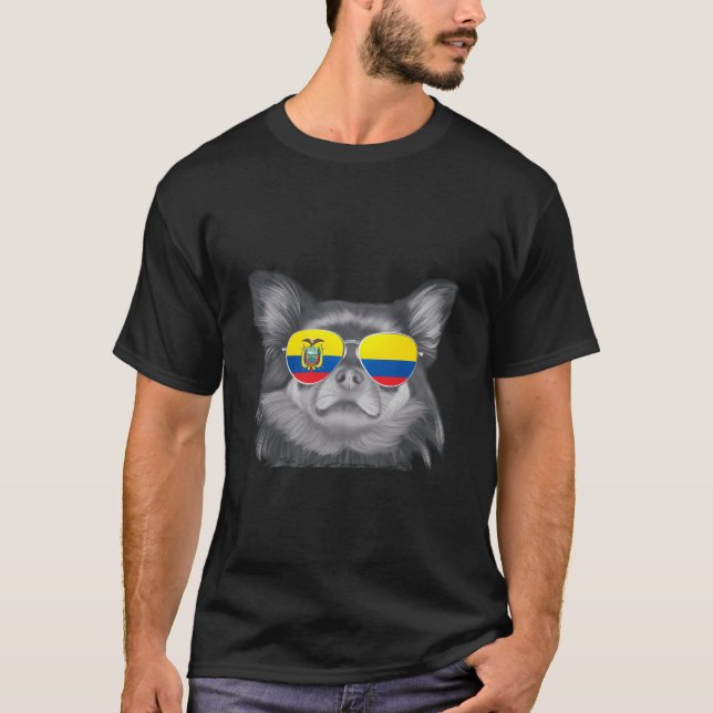 Camiseta Gafas de sol de la bandera ecuatoriana del perro c (Anverso)