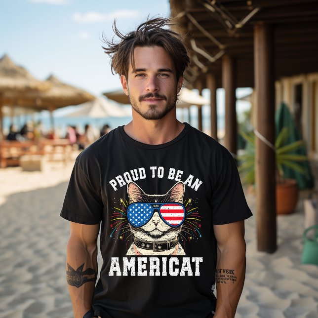 Camiseta Gafas De Sol De La Bandera Estadounidense De Gato  (Subido por el creador)